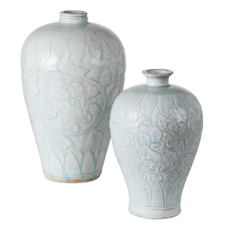 Pair Of Light Blue Nanjing-Inspired Porcelain Vases 1