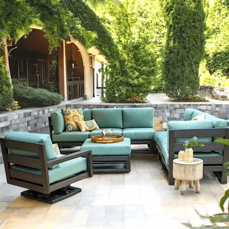 Palm Beach 8-Piece Poly Lumber Sectional With Rocking Chair 1