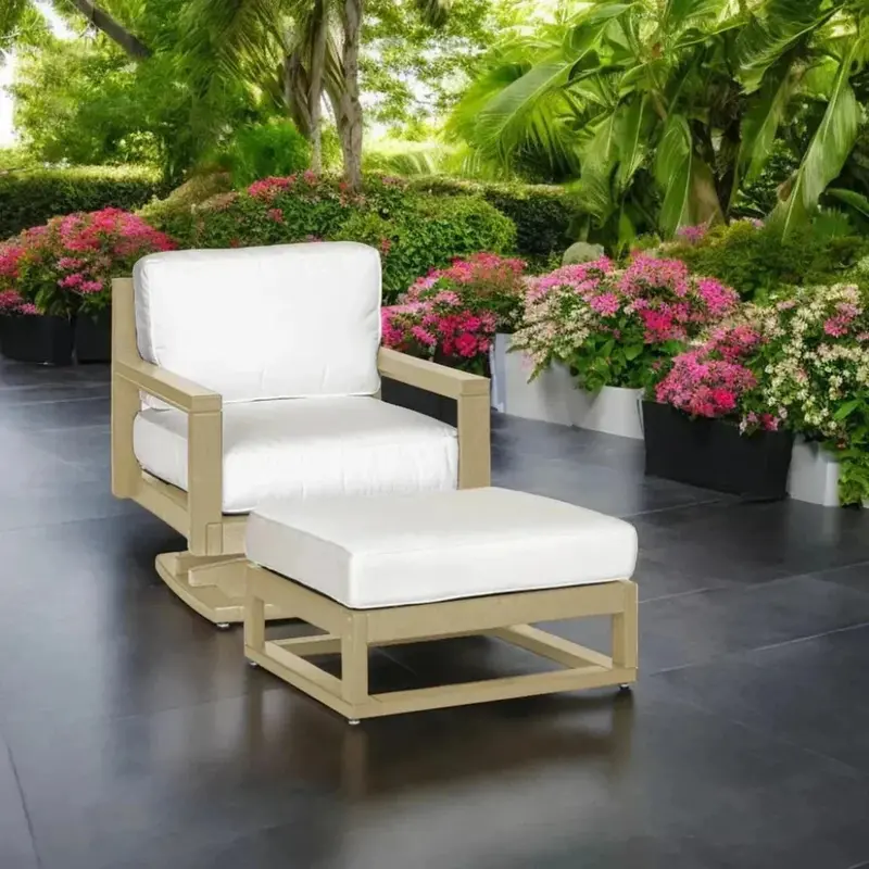 Palm Beach Poly Lumber Rocking Chair And Matching Ottoman Set 1
