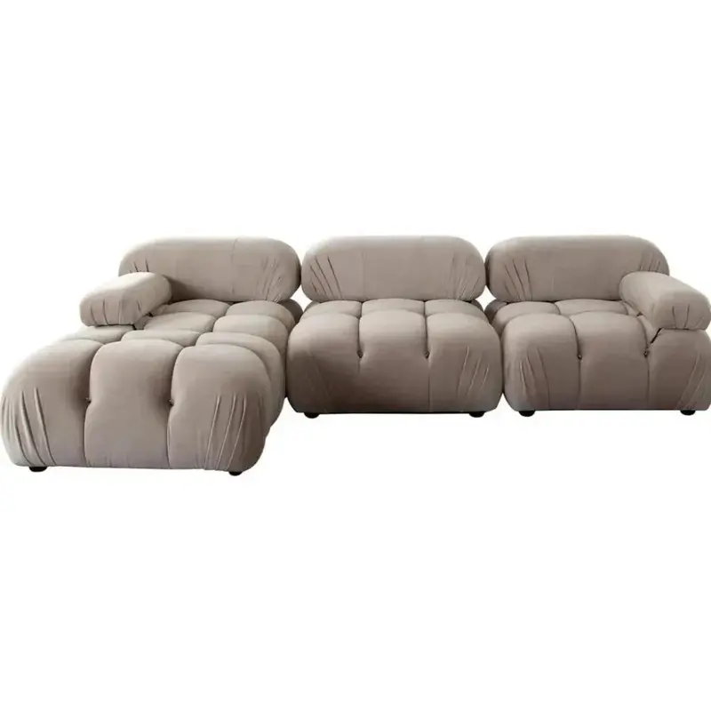 Paloma 4-Piece Reversible Chaise Sectional In Mink Tan Velvet 1