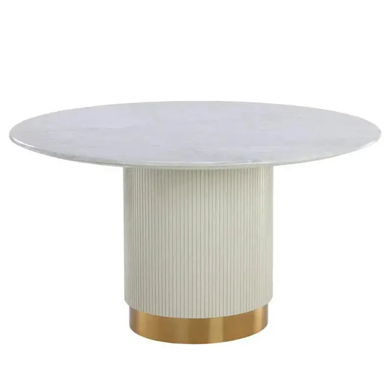 Paloma Round Dining Table – Natural Marble Top & Metal Base 1