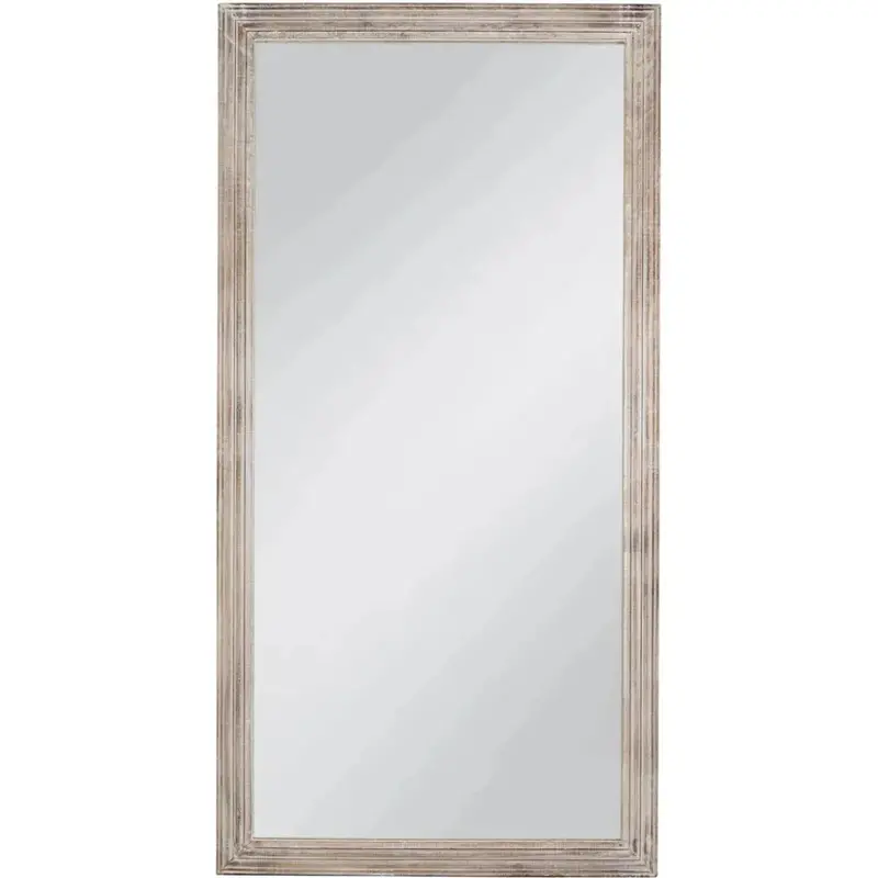 Pangea Two-Tone White And Brown Wood Floor Mirror 1
