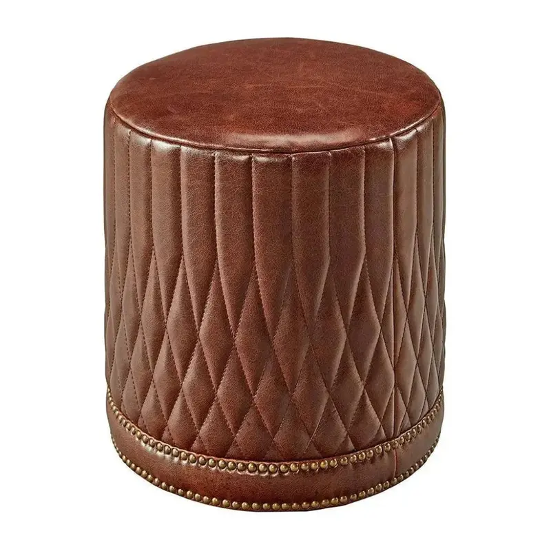 Paris Flea Leather Footstool Ottoman 1