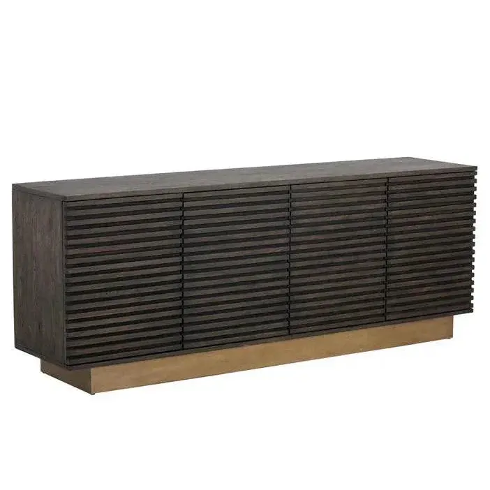 Paris Modern Sideboard With Reclaimed Wood Top And Powder-Coated Steel Base 1