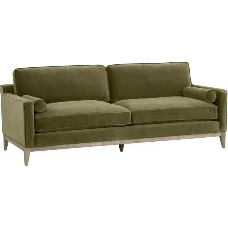 Parker Post Modern Sofa — 86-Inch Olive Wood-Framed Design 1