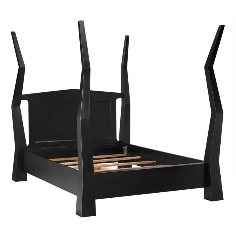 Patras Black Wood Bed Frame – Scandinavian-Inspired Platform 1