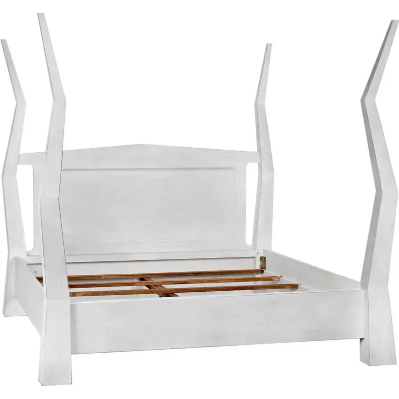 Patras White Wood Bed Frame – Light-Toned Natural Timber Finish 2