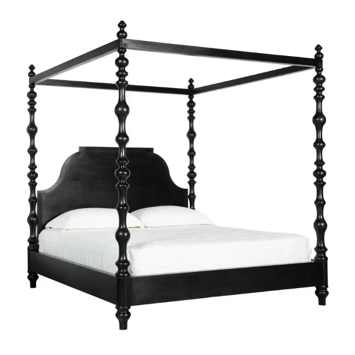 Paul Sleek Black Wooden King-Size Bed Frame 1