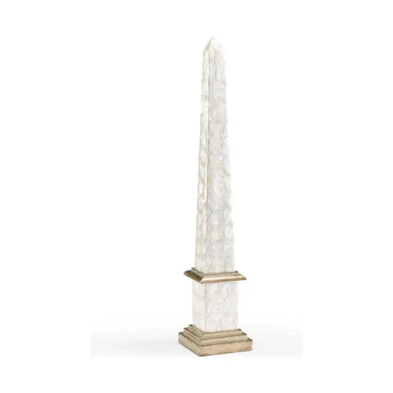Pearl Pylon Obelisk Sculpture With White Body And Gold Trim 1