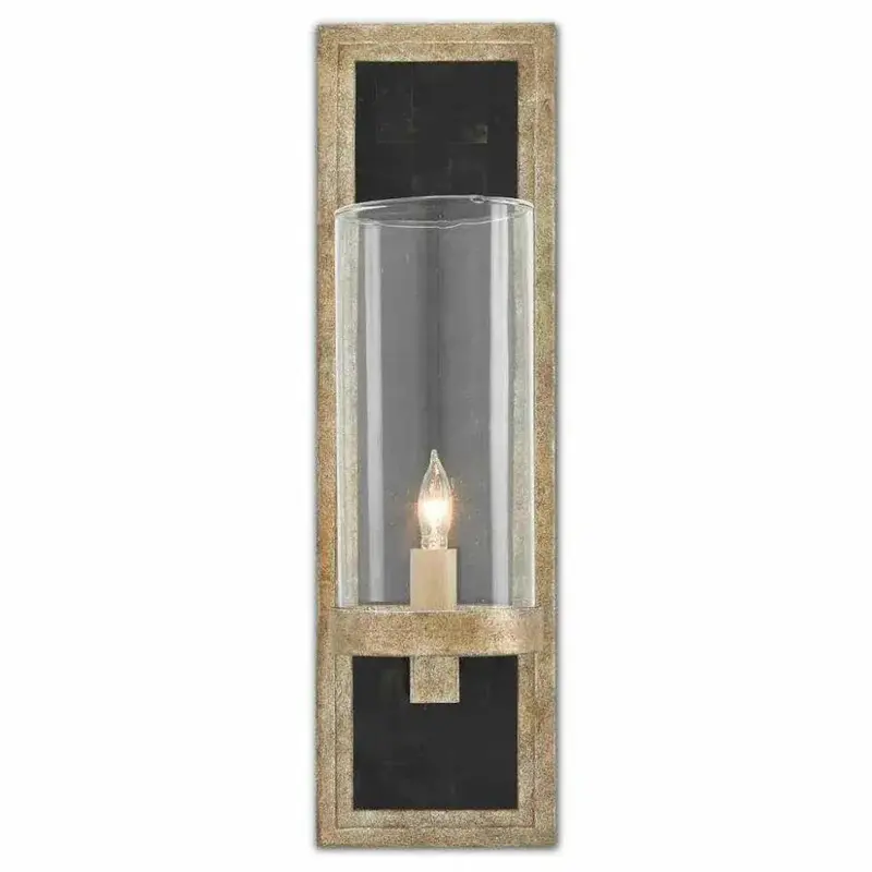 Penshell Crackle Wall Sconce – Antiqued Silver Finish With Textured Surface 1