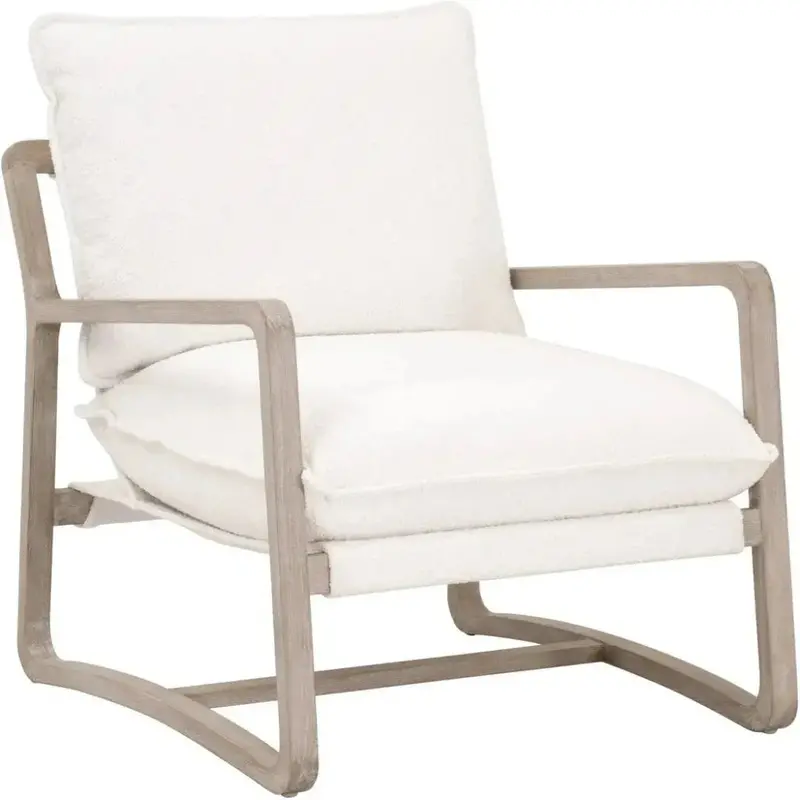 Performance-Grade White Bouclé Sling Hamlin Club Chair 1