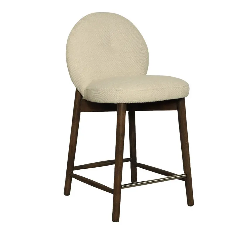 Petite Beige Upholstered Barstool 1