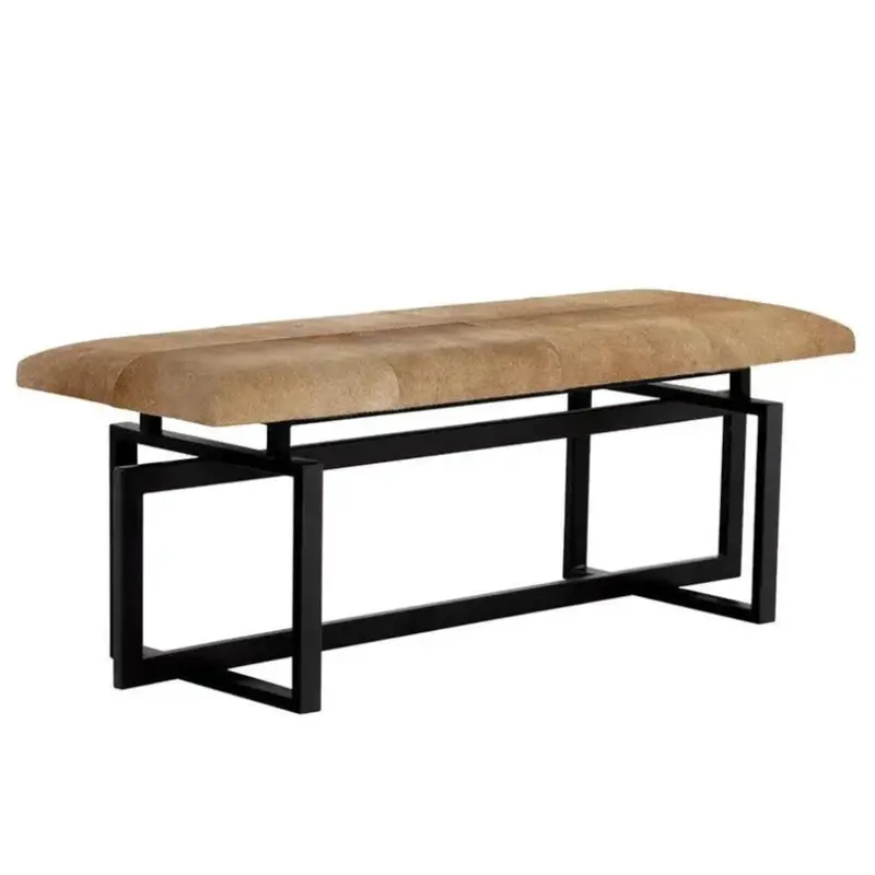 Pilar Transitional Backless Bench With Genuine Cowhide Top 1