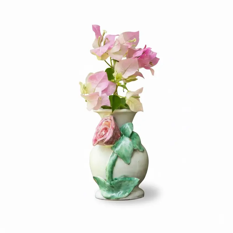 Pink Rose Decor Ceramic Vase – Weather-Resistant 1