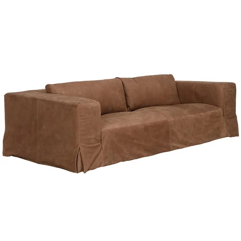 Plato Orris Brown Leather Sofa With Deep Seating 1