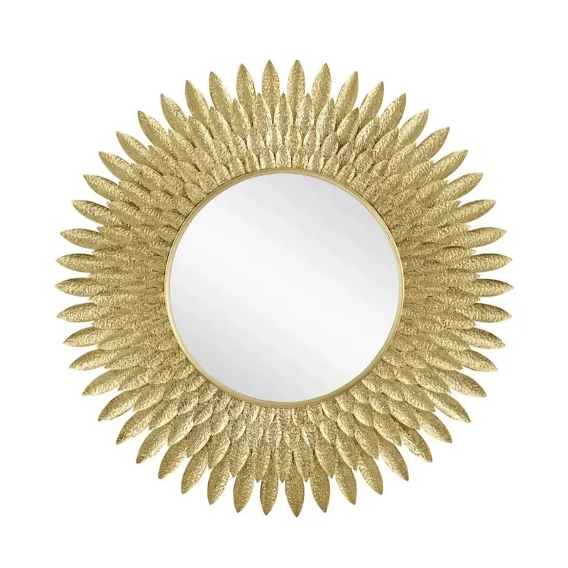 Plume Round Wall Mirror – Natural Wood Frame 1