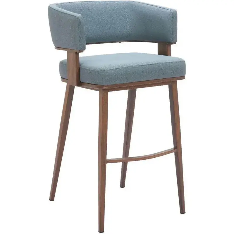 Poise Blue Plush Fabric Barstools – Pair 1