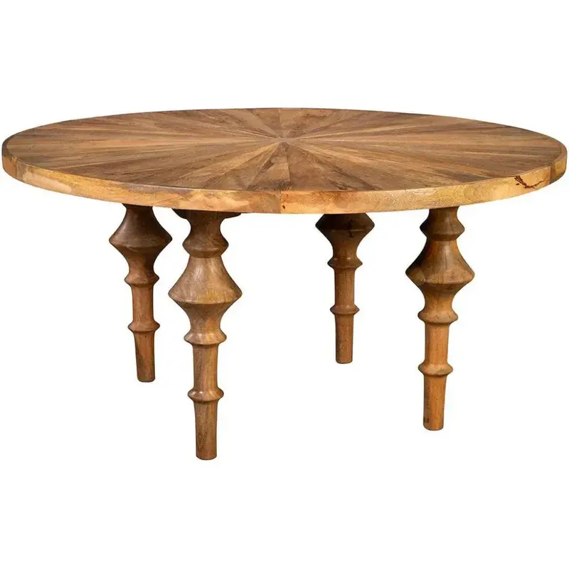 Porter Solid Wood Round Dining Table In Natural Finish 1