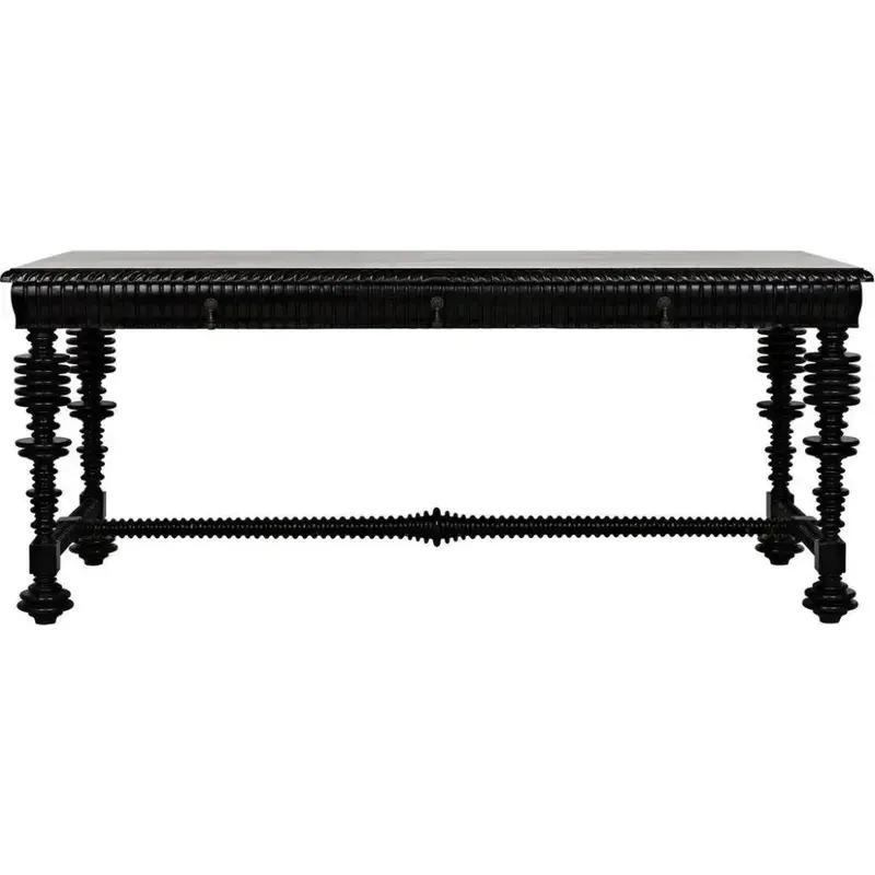 Portuguese Hand-Carved Wooden Desk – Artisanal Design 1
