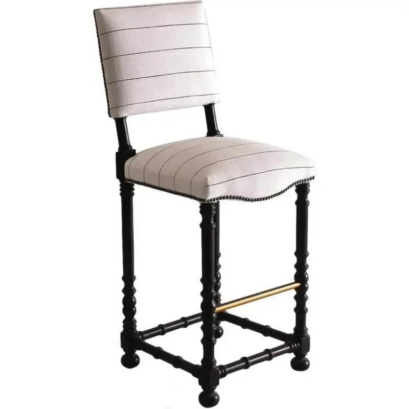 Portuguese Textile Upholstered Barstool – Rustic Chic Design 1