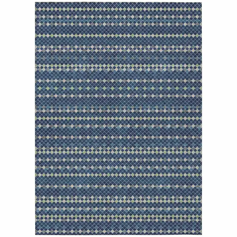 Prismine Blue Uv-Resistant Washable Indoor-Outdoor Rug 2