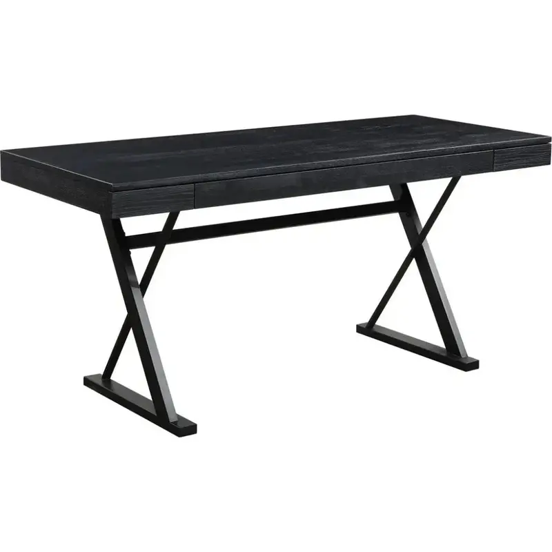 Profecto Sleek Black Wood Desk With Drawer 1