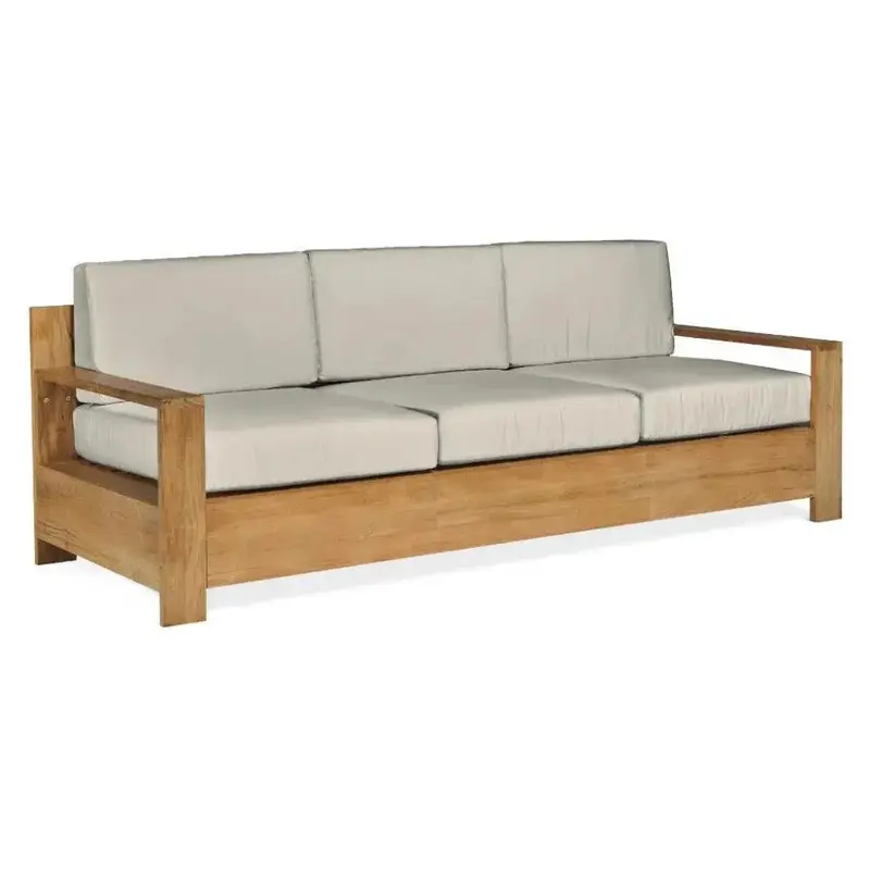 Qube Teak Deep-Seating Outdoor Sofa With Sunbrella Cushions 1