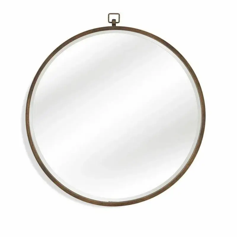 Quinn 36-Inch Round Antique Bronze Wall Mirror – Ornate Rim Detail 1