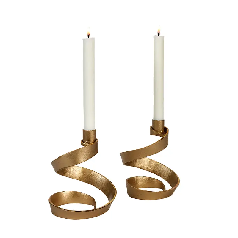 Quinn Two-Tier Candlestand In Matte Brass Finish 1