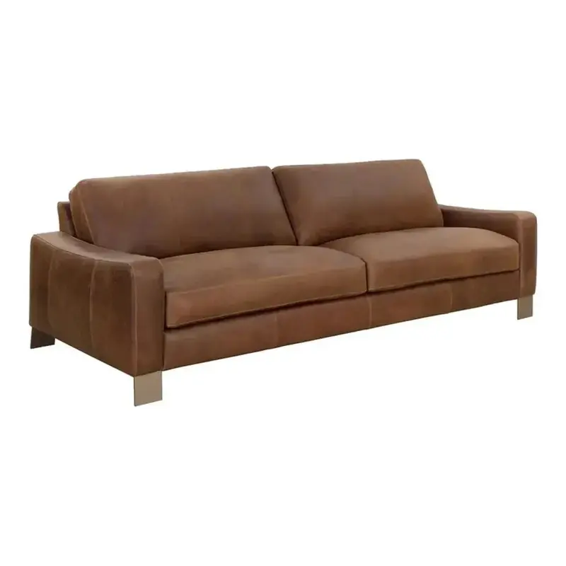 Rafael Brown Leather Sofa With Modern Design 1