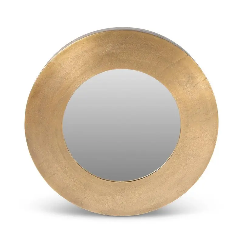 Rahi Reclaimed Cast Aluminum Round Wall Mirror – Circular Metallic Statement Piece 1