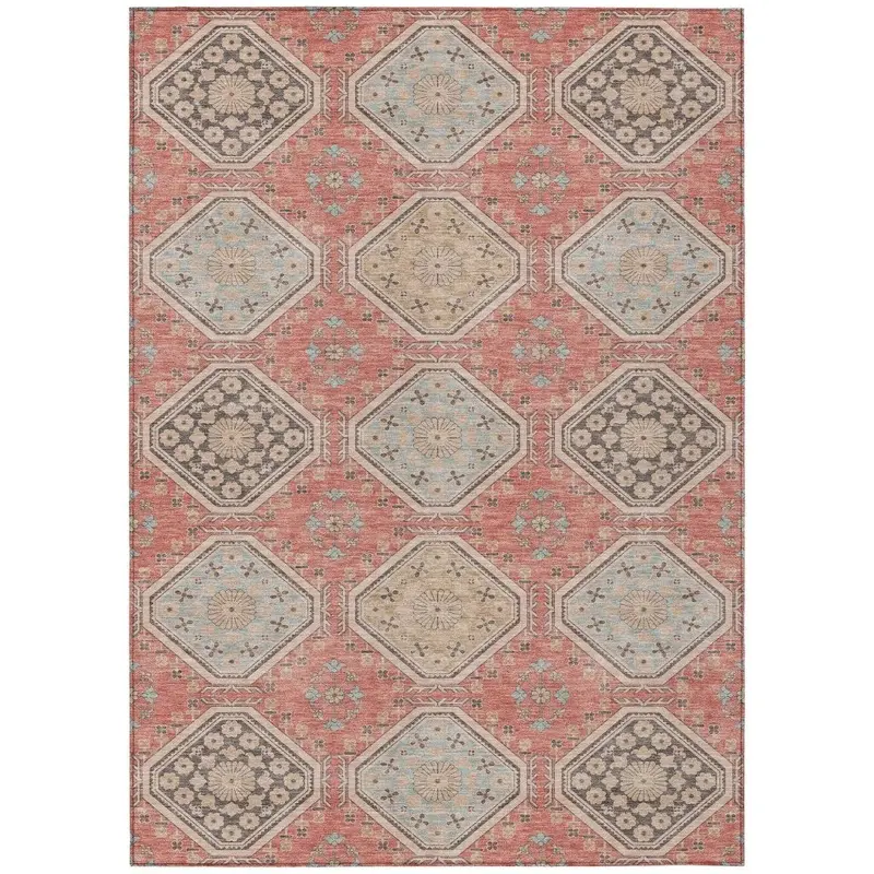 Rapsodea Orange Artisan Indoor-Outdoor Rug – Hand-Styled Washable Floor Cover 2