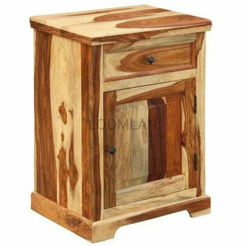 Raven Minimalist One-Drawer Wood Nightstand 1