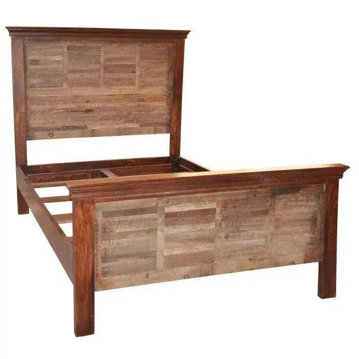 Ravia Solid Wood Brown Platform Bed Frame 2