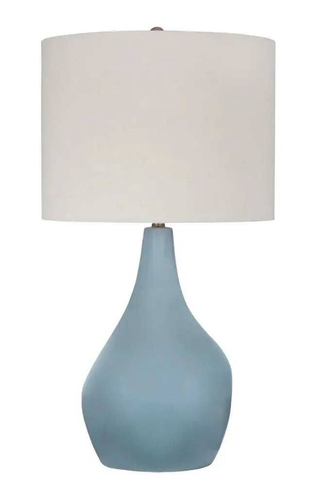 Rawlins Table Lamp – Blue Ceramic Teardrop Base And Adjustable Brass Arm 1