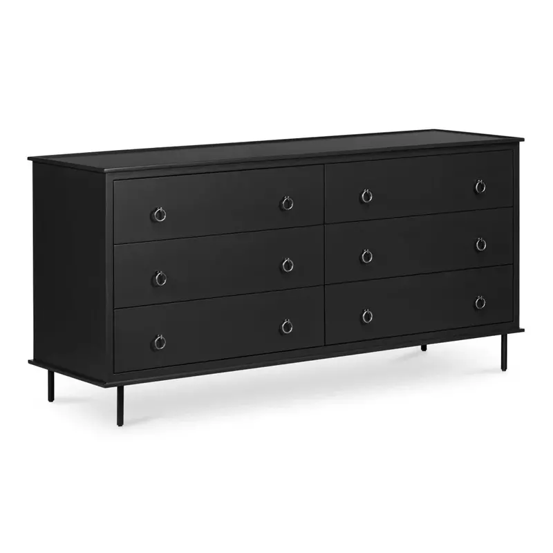 Reagan Six-Drawer Dresser – Acacia Wood Top With Storage Compartments 1