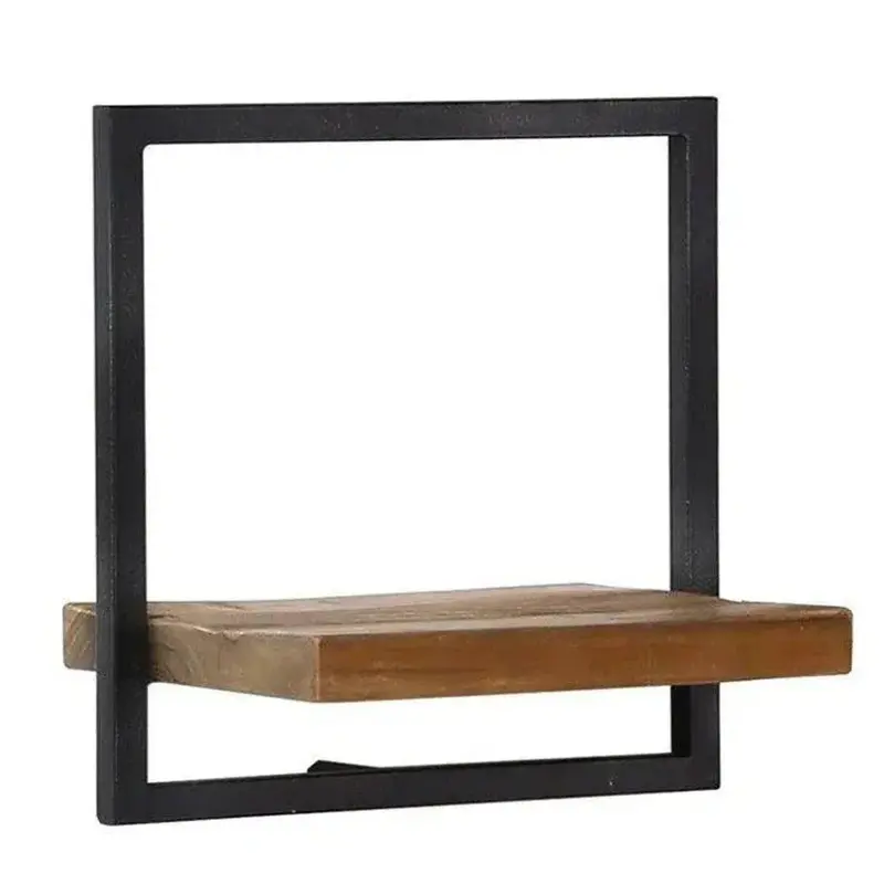 Reclaimed Teak Square Wall Box – Brown Type B, Stackable Display Module 1