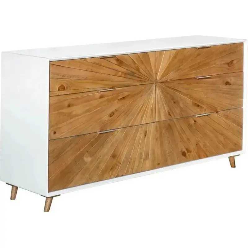 Reclaimed Wood Casablanca 6-Drawer Dresser – White Distressed Look 1