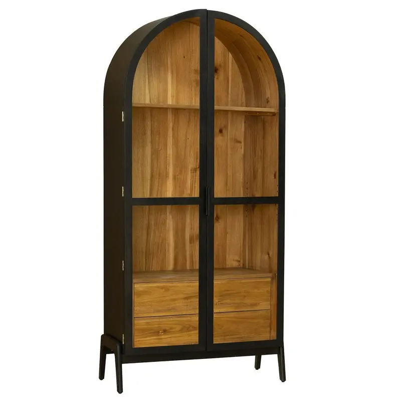 Remix Glass-Front Display Cabinet With Dual Adjustable Shelves 1