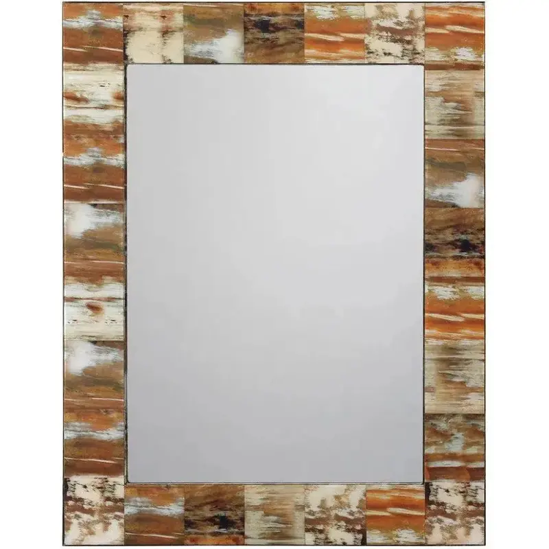 Reversible Faux Horn And Brown-Tone Rectangle Mirror 1