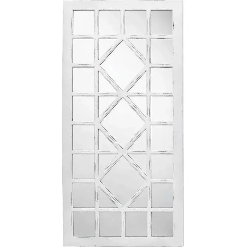 Reversible Virginia Grid Wall Mirror In White Wood 1