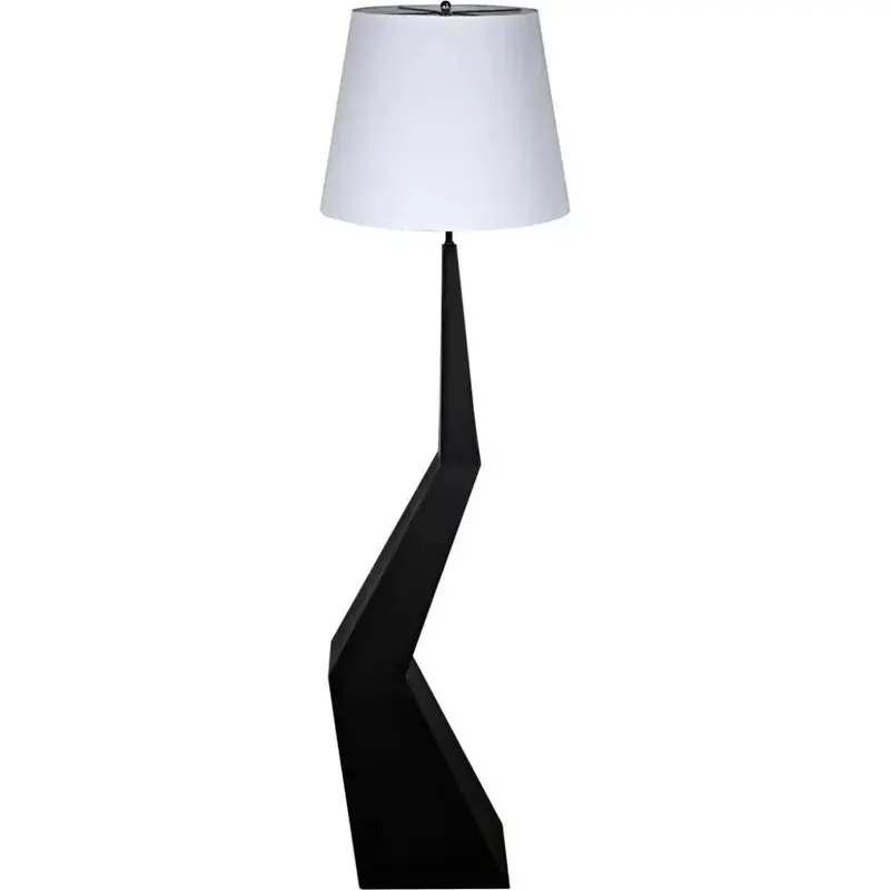 Rhombus Designer Floor Lamp – Black Metal Base With Fabric Shade 1