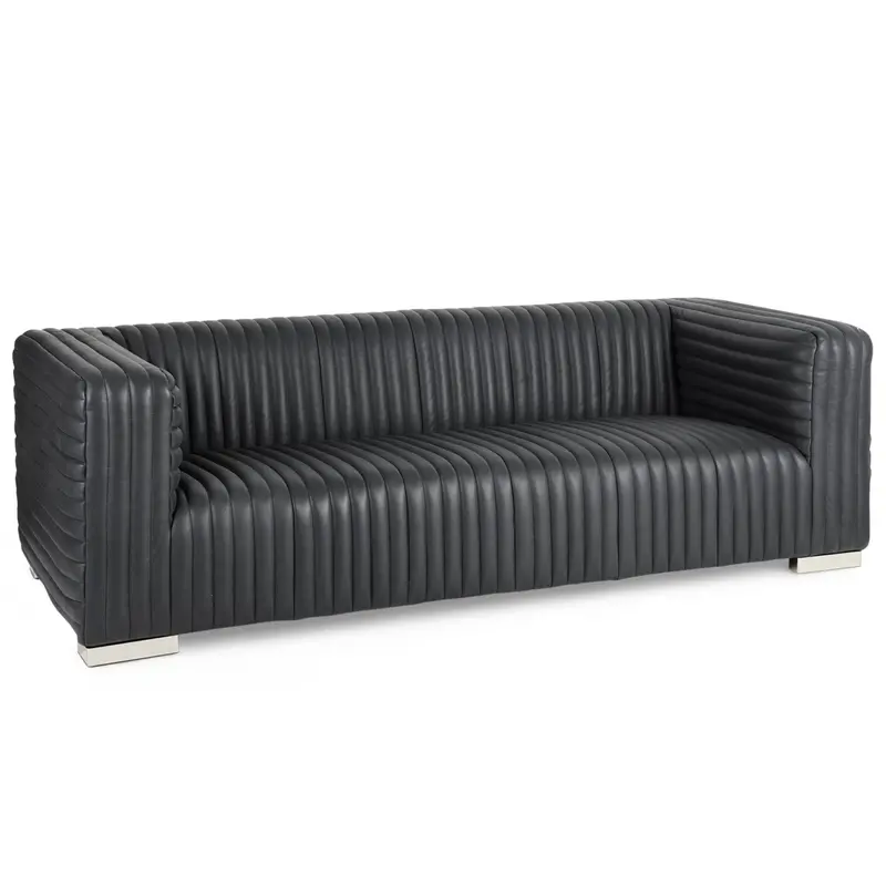 Ricciardo Black Genuine Leather Three-Seater Sofa – Modern Sectional Style 1