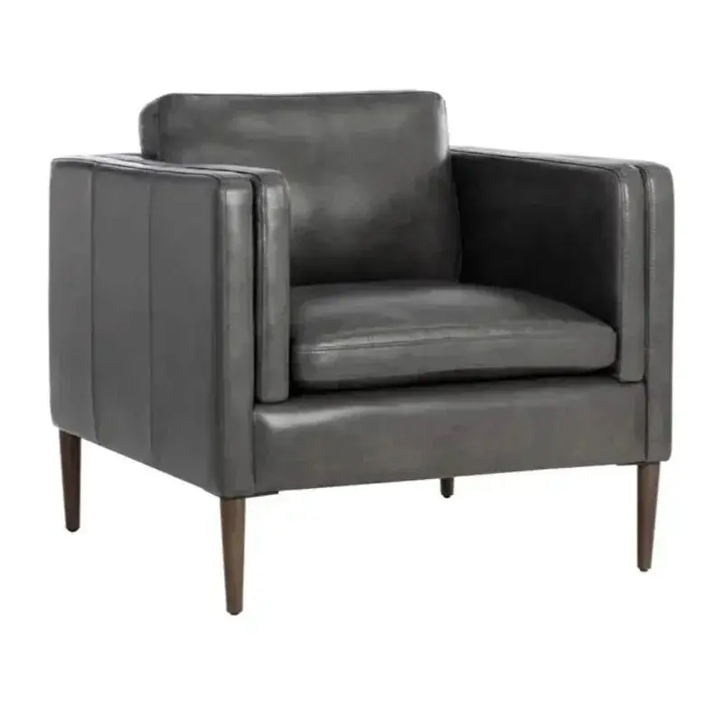 Richmond Leather Armchair With Solid Wood Legs 1
