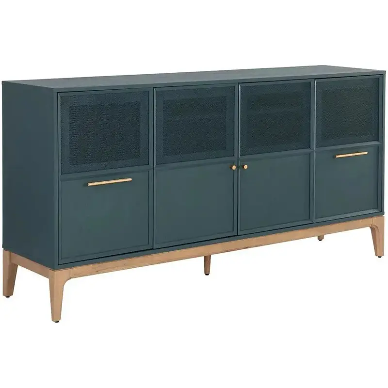 Rivero Teal Sideboard With Gold Hardware And Spacious Storage 1