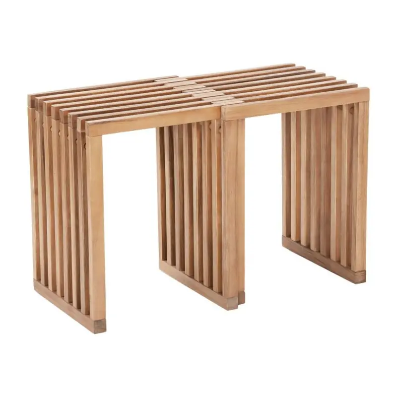 Riviera Natural Wood Extendable Outdoor Stool Set (2 Pcs) 1