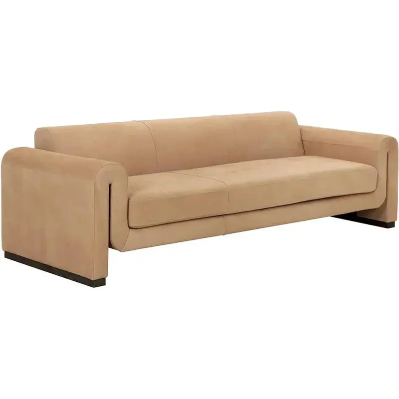 Romer Brown Nubuck Leather Sofa – Contemporary Tan Finish 1