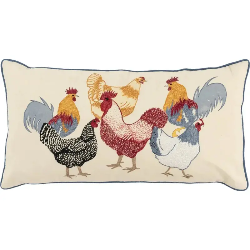 Rooster-Print Yara Lumbar Pillow Cover With Insert 1