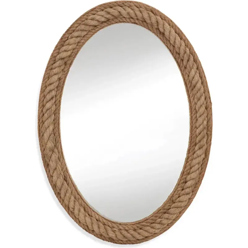 Rope-Style Jute Brown Wall Mirror 1