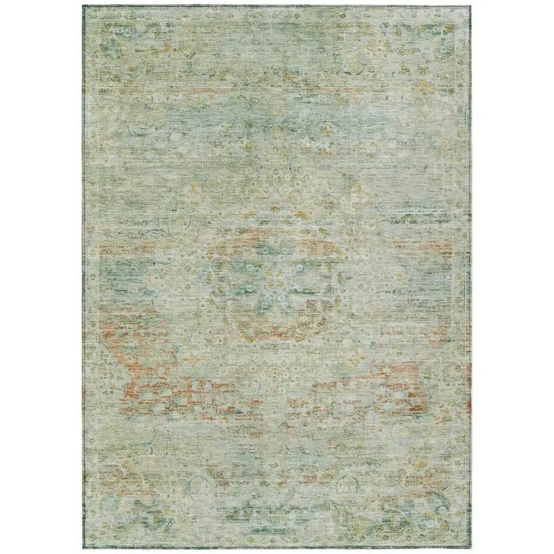Rosantha Green Outdoor Area Rug – Earthy Washable Indoor-Outdoor Floor Cover 2